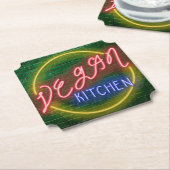 Neon Vegan Kitchen Sign Untersetzer (angewinkelt)