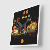 Neon Vegas Zuhause Bar Personalisiert Quadratische Wanduhr (Winkel)