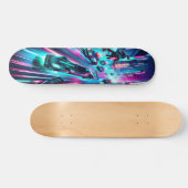 "Neon Velocity: Cyberpunk Chase Skateboard (Horizontal)