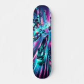 "Neon Velocity: Cyberpunk Chase Skateboard (Vorne)