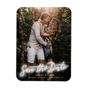 Neon Vertical Foto Save the Date Magnet