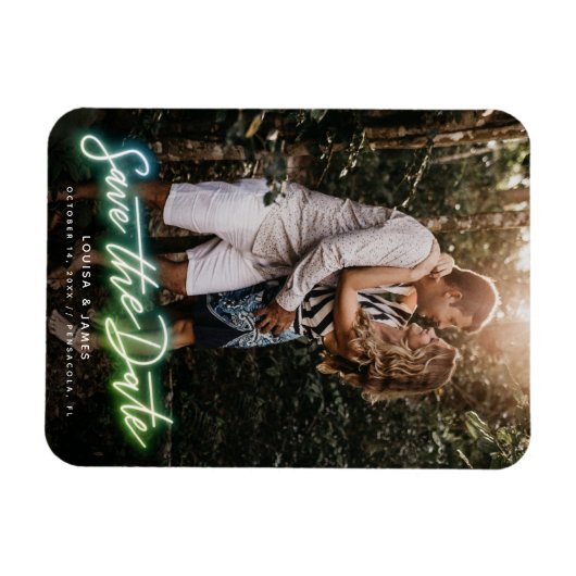 Neon Vertical Foto Save the Date Magnet (Horizontal)