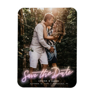 Neon Vertical Photo Save the Date Magnet