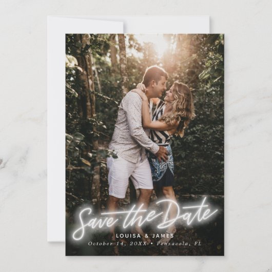 Neon Vertikales Foto Einladung (Vorderseite)