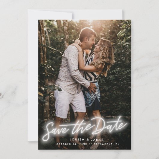 Neon Vertikales Foto Einladung (Vorderseite)