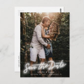 Neon Vertikales Foto Save the Date Postkarte (Vorne/Hinten)