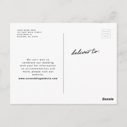 Neon Vertikales Foto Save the Date Postkarte (Rückseite)