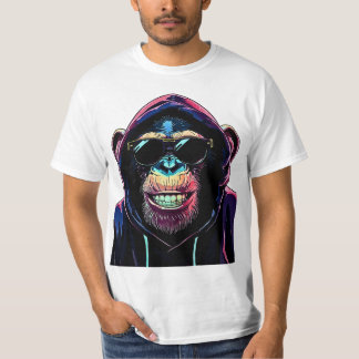 Neon-Vibe – Stylischer Schimpanse in Hoodie und So T-Shirt