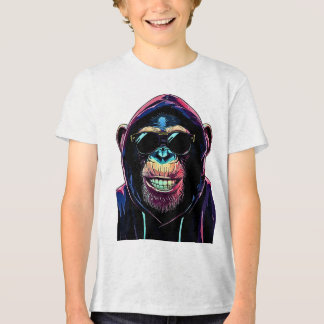 Neon Vibe – Stylischer Schimpanse mit Hoodie und S Tri-Blend Shirt