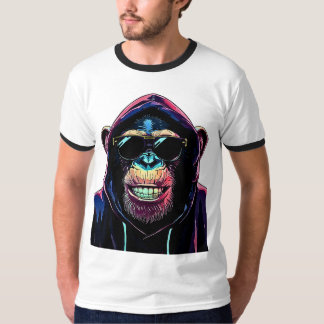 Neon Vibe – Stylischer Schimpanse mit Kapuzenpullo T-Shirt