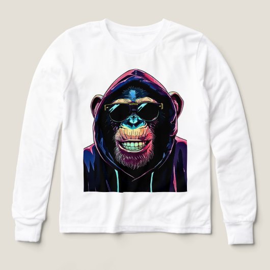Neon Vibe – Stylish Chimpanzee in Hoodie and Sungl (Design Vorderseite)