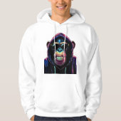 Neon Vibe – Stylish Chimpanzee in Hoodie and Sungl (Vorderseite)
