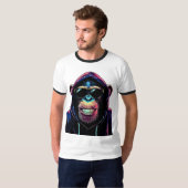 Neon Vibe – Stylish Chimpanzee in Hoodie and Sungl T-Shirt (Vorne ganz)