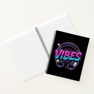 Neon-Vibes-Musik-Headphones Cyberpunk-Spirale Notizblock