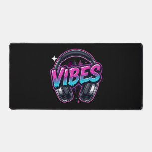 Neon-Vibes-Musik-Headsets Cyberpunk-Großformat Schreibtischunterlage