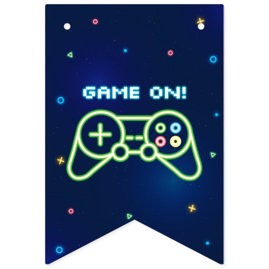 Neon Video Game Arcade Happy Birthday Wimpelkette (Erste Fahne)