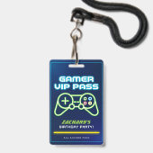 Neon Video Game Arcade Party VIP Abzeichen Ausweis (Front with Lanyard)