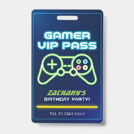Neon Video Game Arcade Party VIP Abzeichen Ausweis