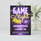 Neon Video Game Birthday Party Fun Gaming Einladung (Stehend Vorderseite)