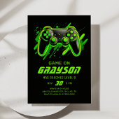 Neon Video Game Gamer Birthday Einladung