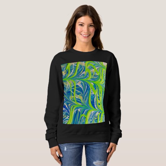 Neon Vines on Blue Marble Sweatshirt (Vorne ganz)