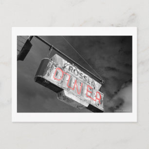 Neon Vintag Diner Sign Postcard Postkarte