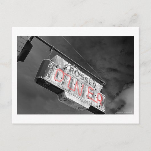 Neon Vintag Diner Sign Postcard Postkarte (Vorderseite)