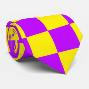 Neon Violett Gelb Kariert Schachbrett Vintage Krawatte