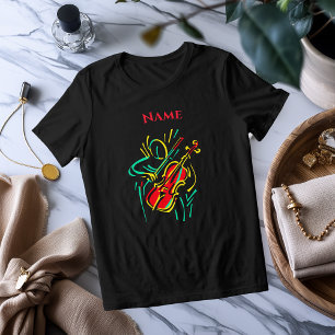 Neon Violin Linienkunst   Lebendiges musikalisches Tri-Blend Shirt