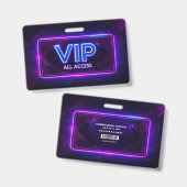 Neon VIP All-Access-Abzeichen Ausweis (Vorder- & Rückseite)