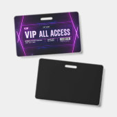 Neon VIP All-Access-Pass-Vorlage mit QR-Code Ausweis (Vorder- & Rückseite)