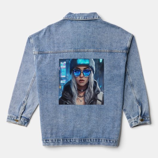 Neon Virtuoso: Der rätselhafte Reiz eines Cyberpun Jeansjacke (Rückseite)