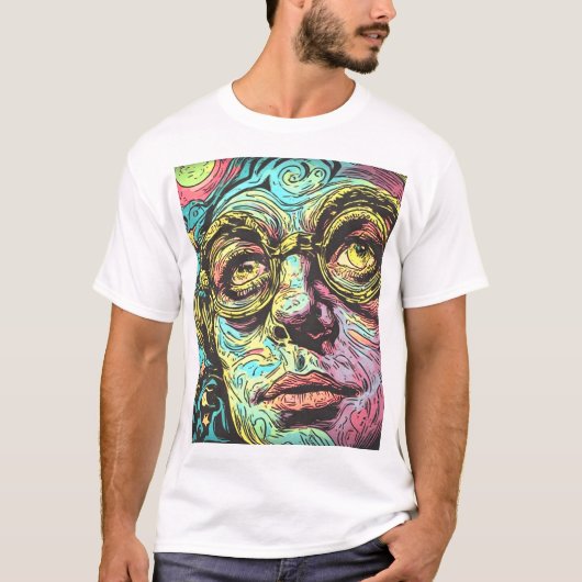 Neon Visionär: Trippy Pop Art psychedelisches T-Sh T-Shirt (Vorderseite)
