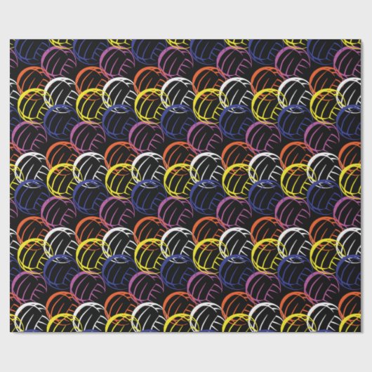 Neon Volleyballs Geschenkpapier (Flach)
