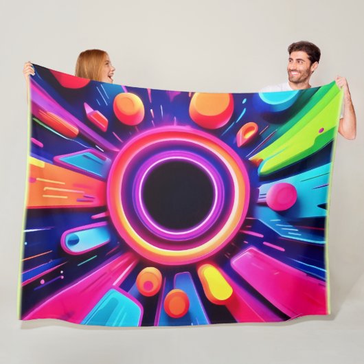 Neon Vortex Abstrakt Space Art Fleecedecke (Beispiel)