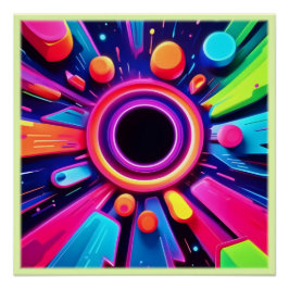 Neon Vortex Abstrakt Space Art Poster