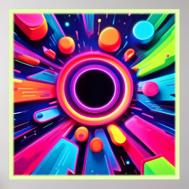 Neon Vortex Abstrakt Space Art Poster