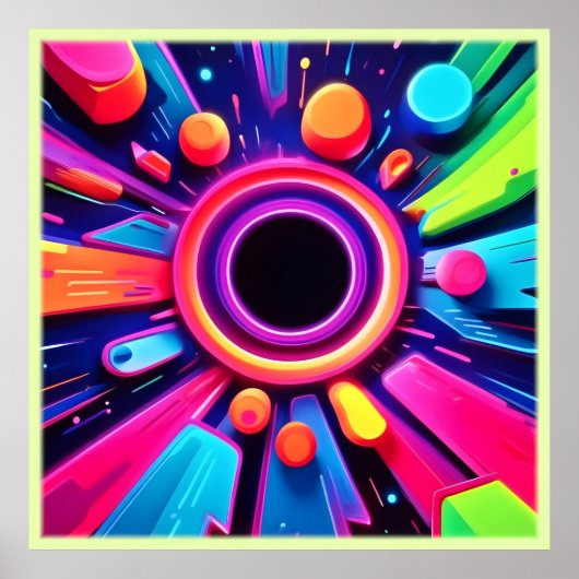 Neon Vortex Abstrakt Space Art Poster (Vorne)