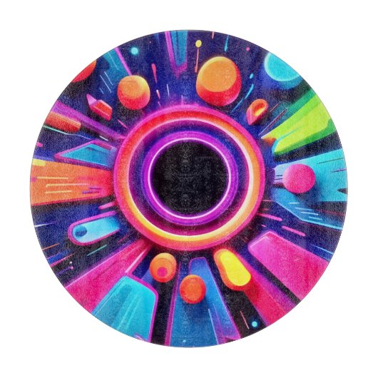 Neon Vortex Abstrakt Space Art Schneidebrett (Vorderseite)