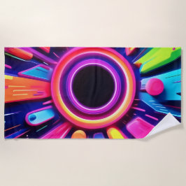 Neon Vortex Abstrakt Space Art Strandtuch