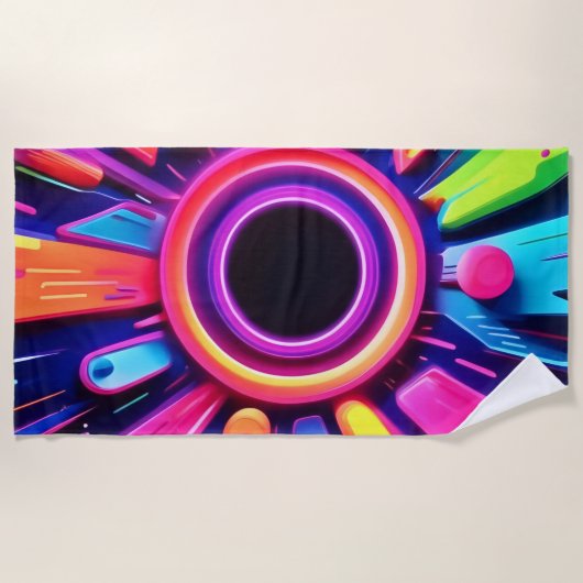 Neon Vortex Abstrakt Space Art Strandtuch (Vorderseite)