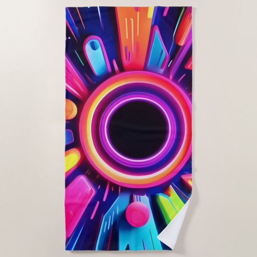 Neon Vortex Abstrakt Space Art Strandtuch (Vorderseite)