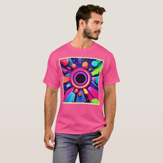 Neon Vortex Abstrakt Space Art T-Shirt (Vorne ganz)