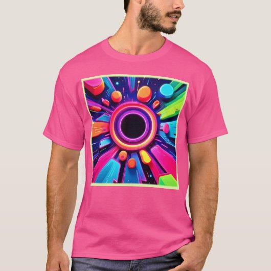 Neon Vortex Abstrakt Space Art T-Shirt (Vorderseite)