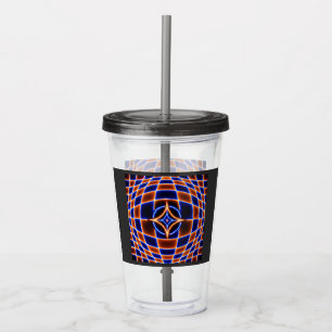 Neon Vortex Star Optische Täuschung – Blau Orange  Acryltrinkbecher