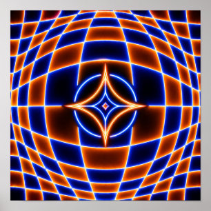 Neon Vortex Star Optische Täuschung – Blau Orange  Poster