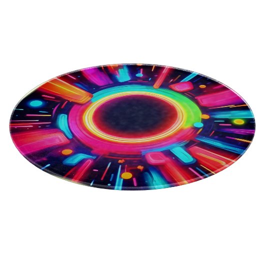 Neon Vortex von Lichtkunst Schneidebrett (Ecke)