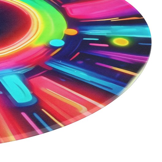 Neon Vortex von Lichtkunst Schneidebrett (Ecke)