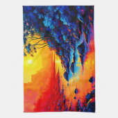 Neon-Wald- und Flussmalerei-Kunst Geschirrtuch (Vertikal)