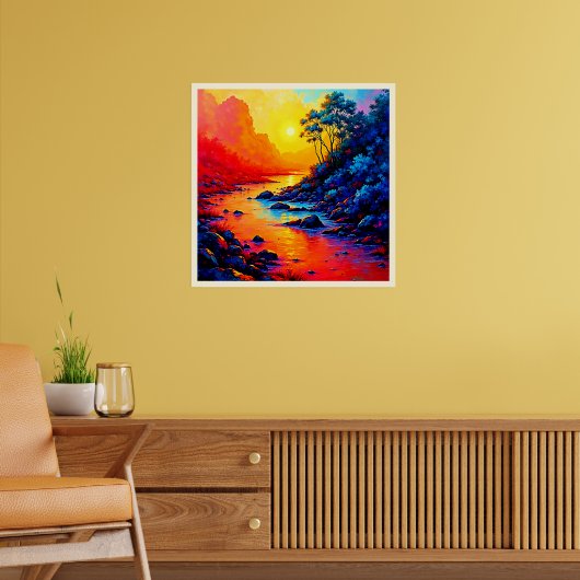 Neon-Wald- und Flussmalerei-Kunst Poster (Wohnzimmer 2)